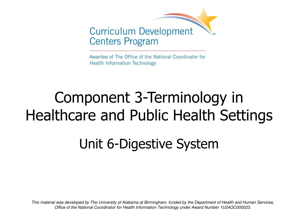 component 3 terminology in healthcare and public health settings