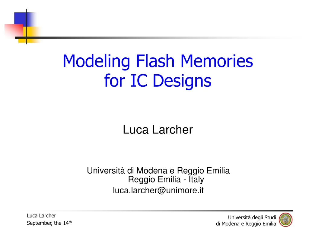 modeling flash memories for ic designs