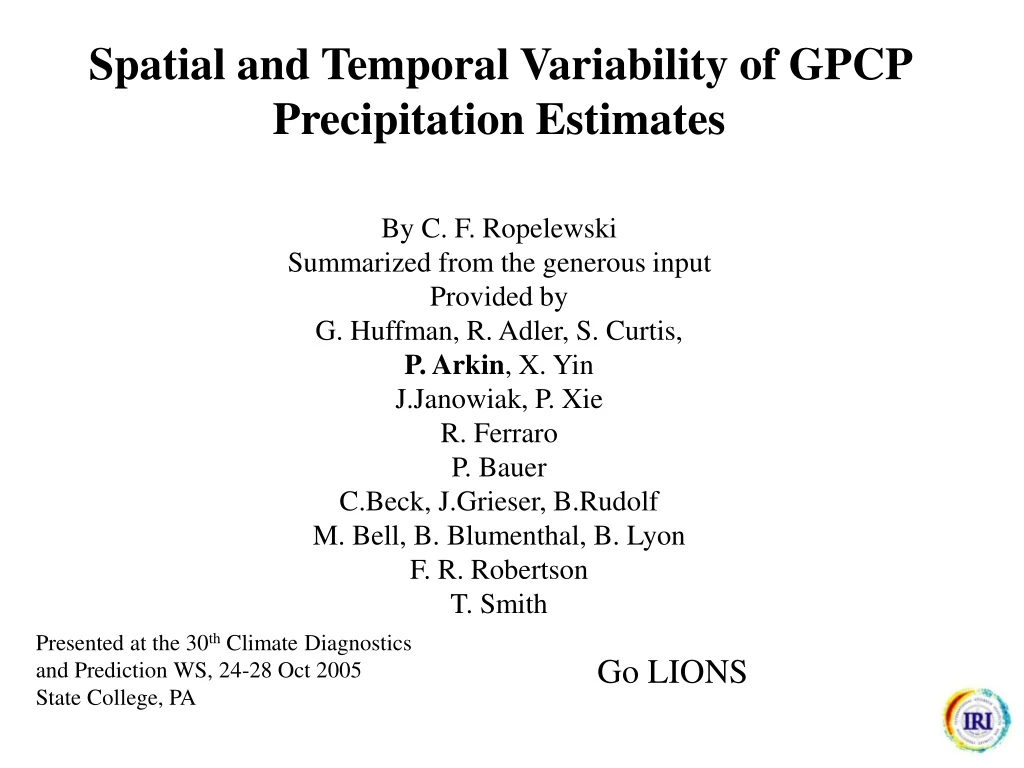 spatial and temporal variability of gpcp