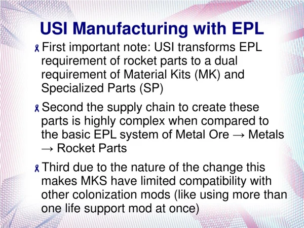 USI Manufacturing with EPL