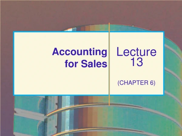Accounting  for Sales