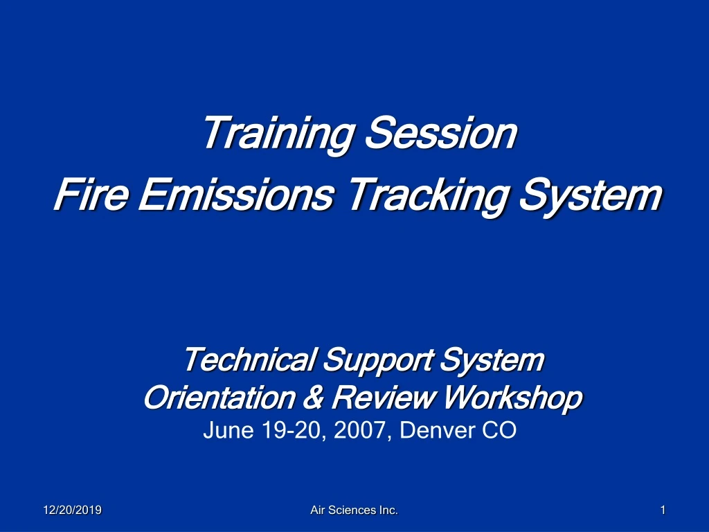 training session fire emissions tracking system