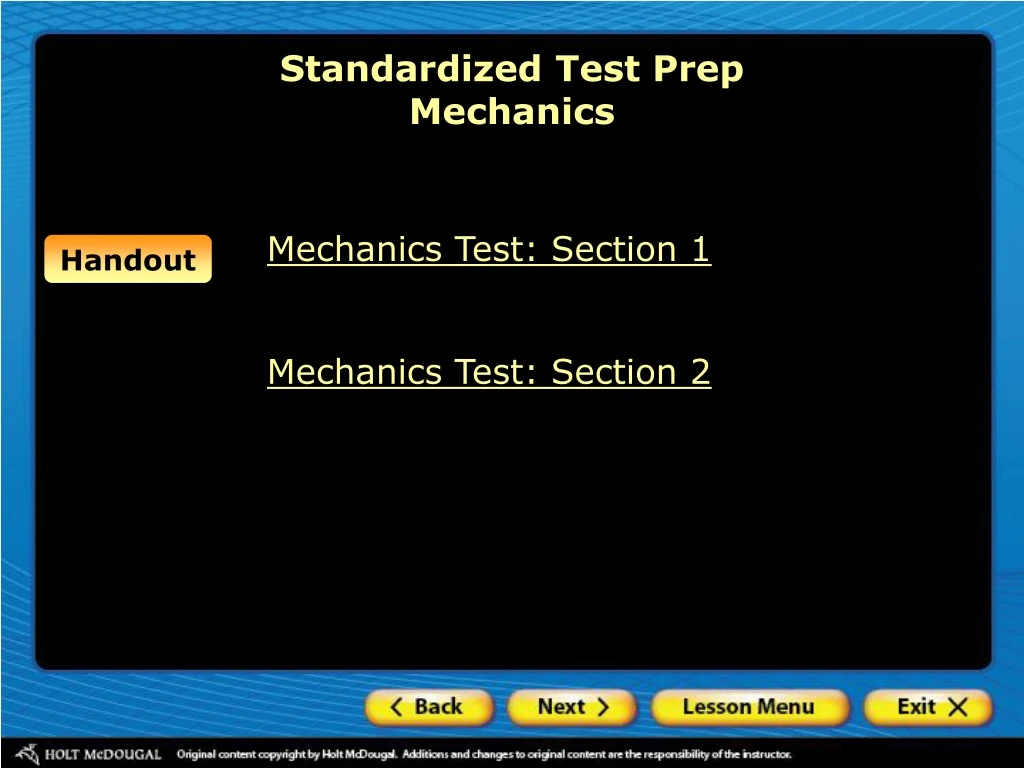 standardized test prep mechanics