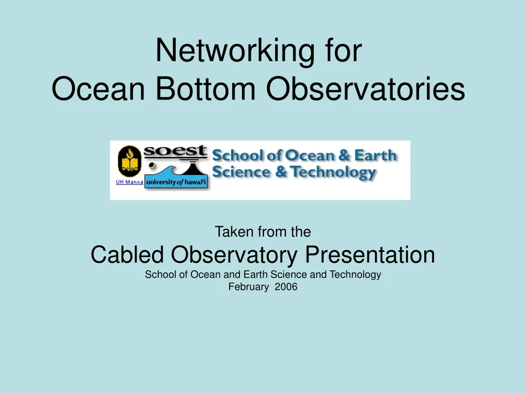 networking for ocean bottom observatories