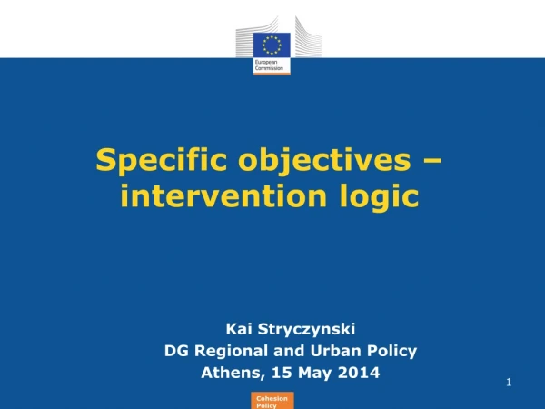 Specific objectives – intervention logic