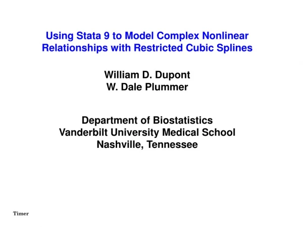 Using Stata 9 to Model Complex Nonlinear Relationships with Restricted Cubic Splines