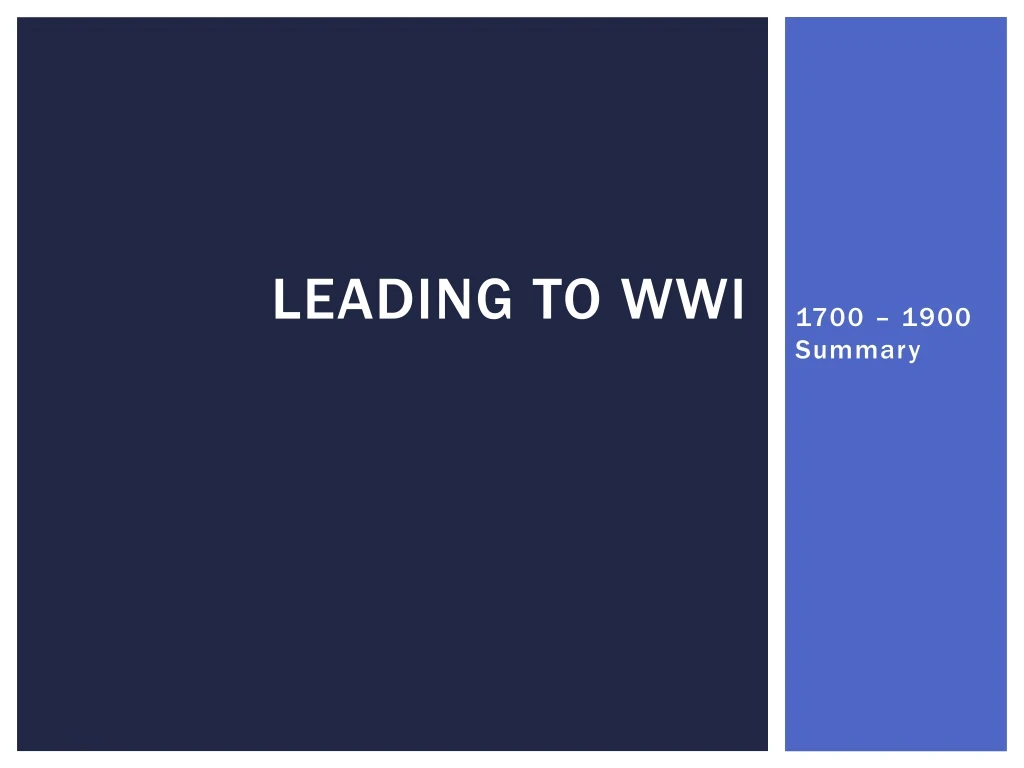 leading to wwi
