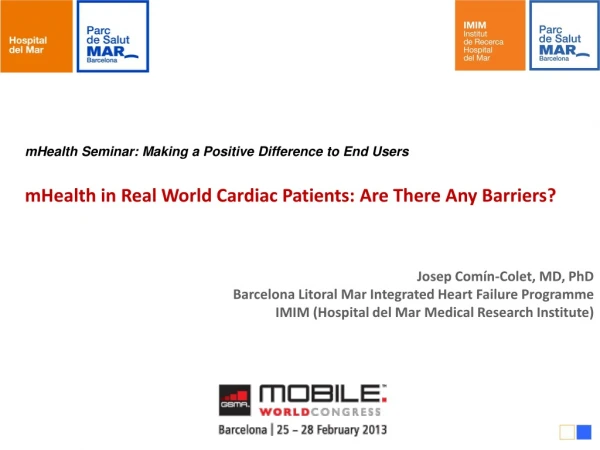 mHealth  Seminar: Making a Positive Difference to End Users
