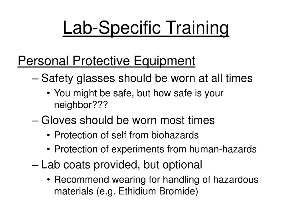 lab specific training
