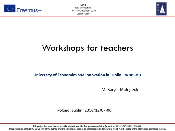 Workshops for teachers