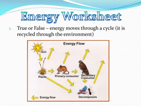True or False – energy moves through a cycle (it is recycled through the environment)