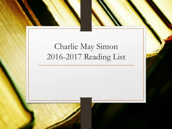 Charlie May Simon  2016-2017 Reading List