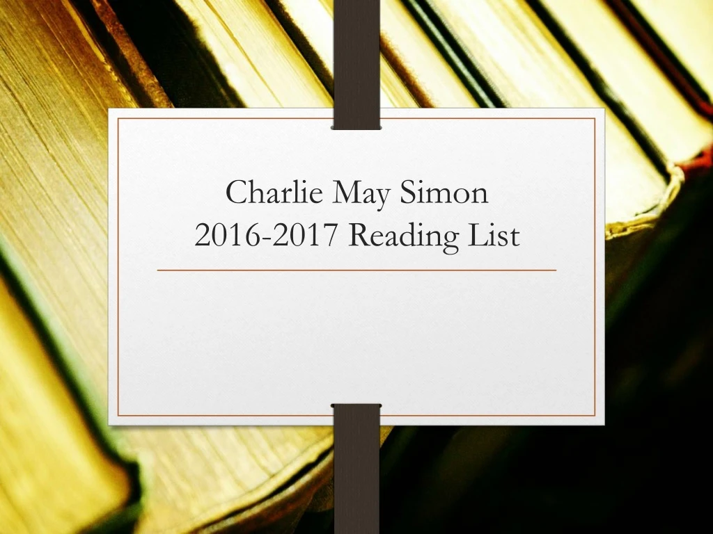 charlie may simon 2016 2017 reading list