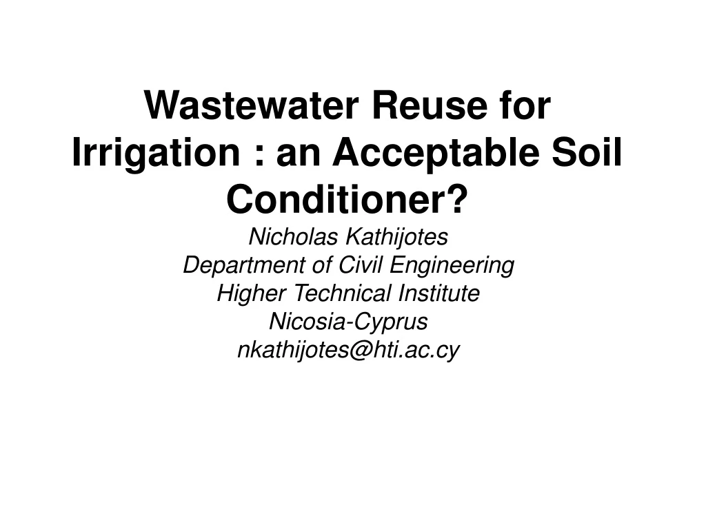 wastewater reuse for irrigation an acceptable