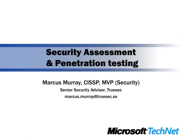 Security Assessment  &amp; Penetration testing