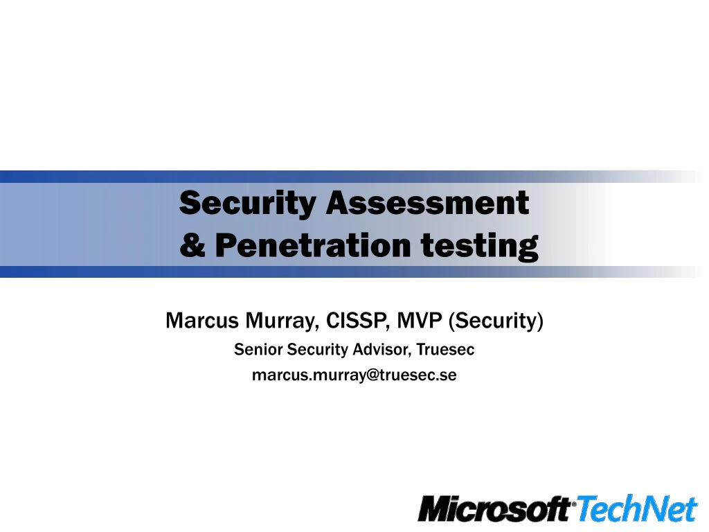 security assessment penetration testing
