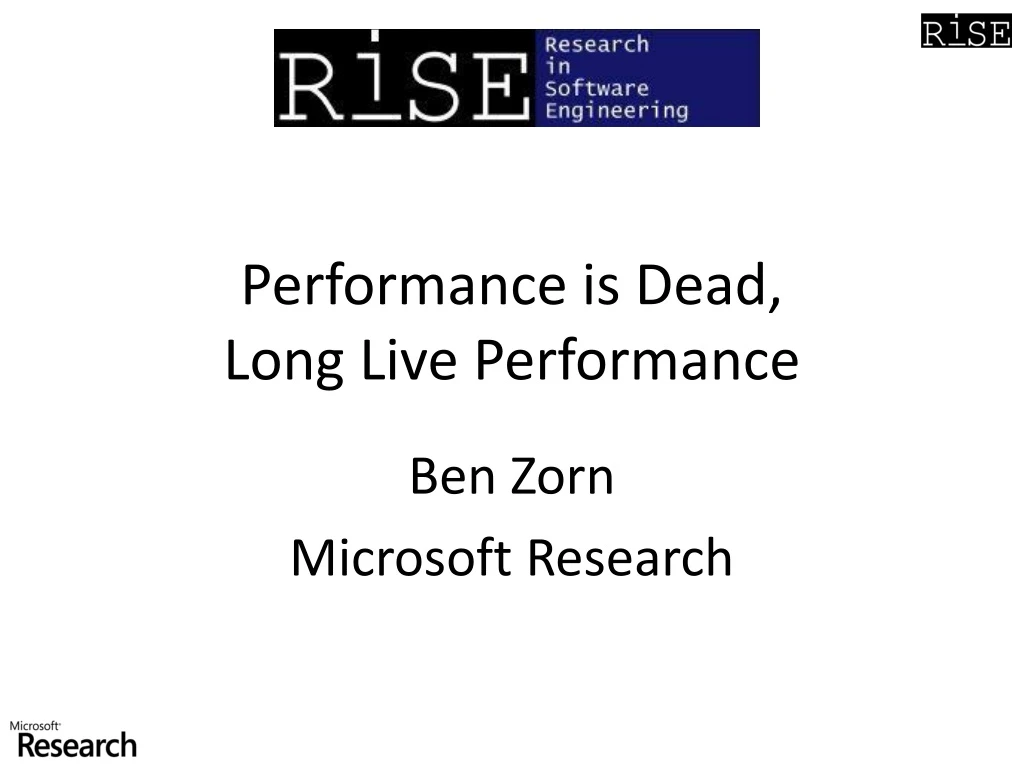 performance is dead long live performance