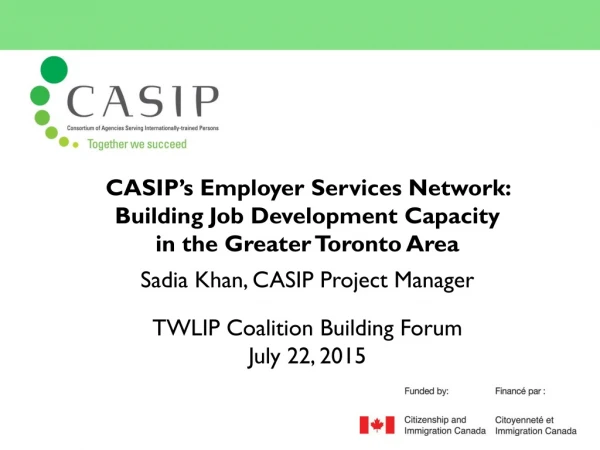 CASIP’s Employer Services Network:  Building Job Development Capacity in the Greater Toronto Area