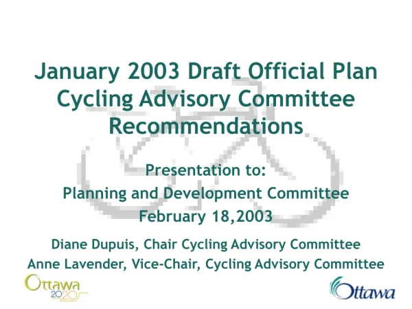January 2003 Draft Official Plan Cycling Advisory Committee Recommendations