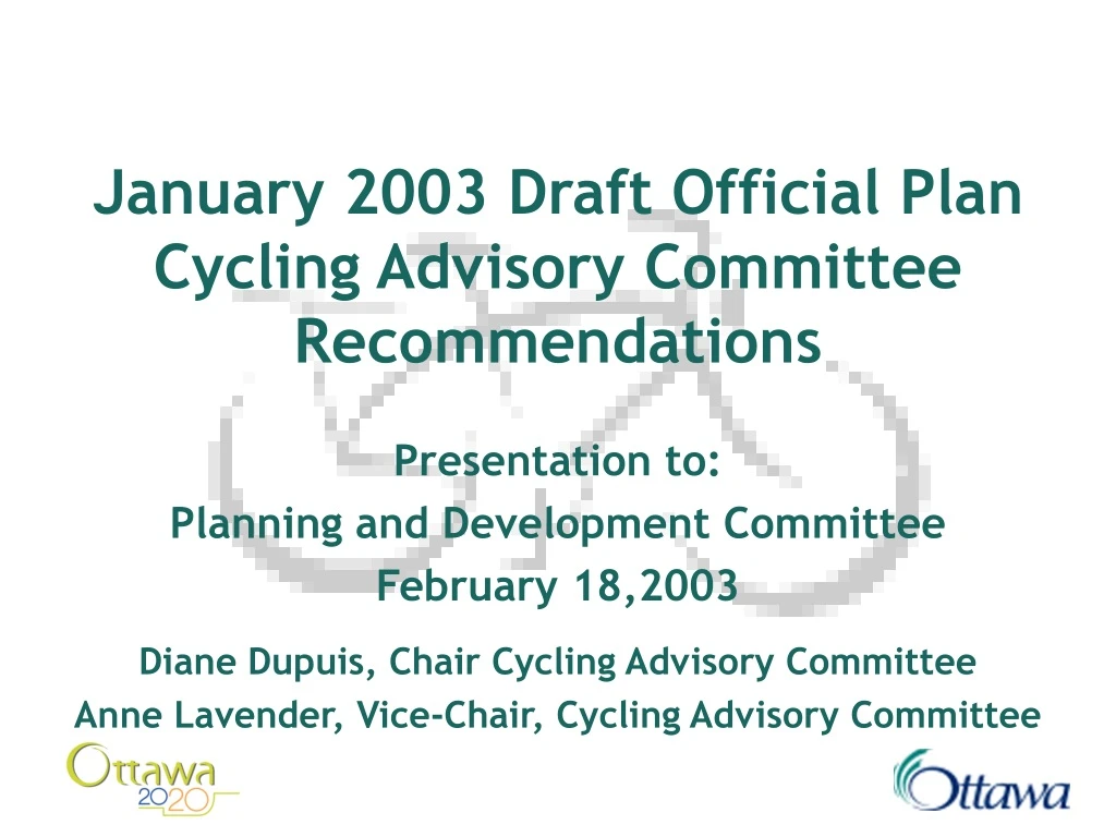 january 2003 draft official plan cycling advisory committee recommendations