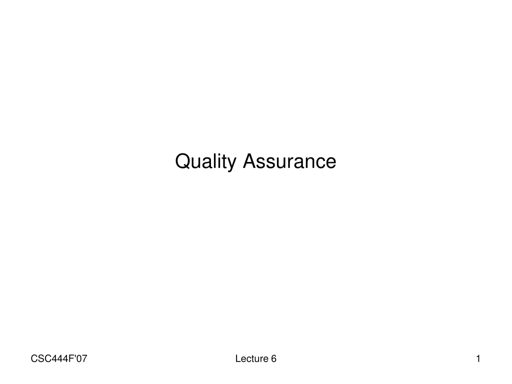 quality assurance