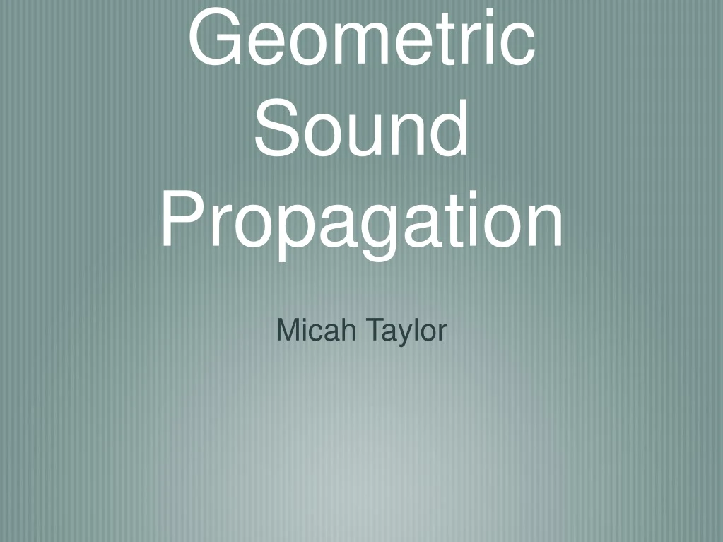 geometric sound propagation