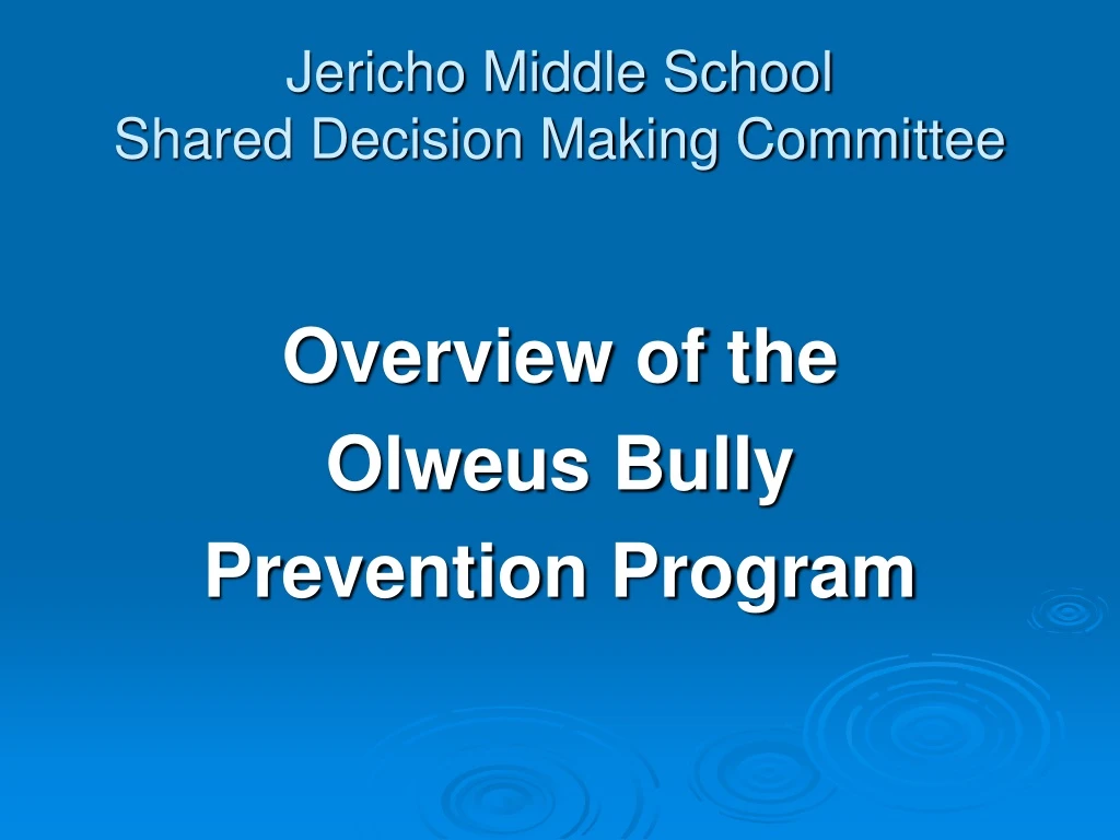 jericho middle school shared decision making committee