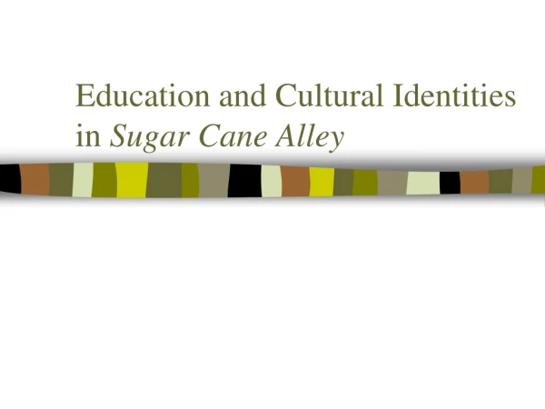 Education and Cultural Identities in  Sugar Cane Alley