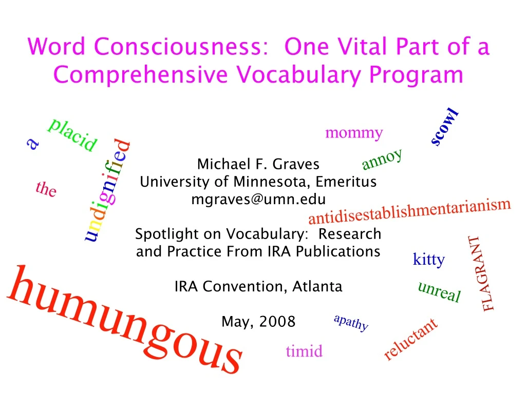 word consciousness one vital part