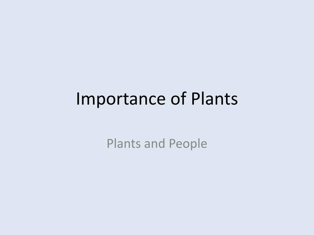 importance of plants