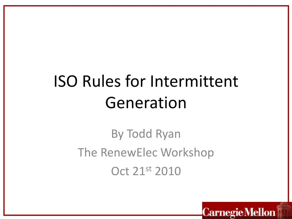iso rules for intermittent generation