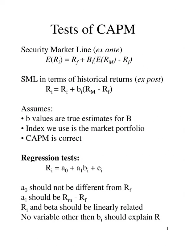 Tests of CAPM