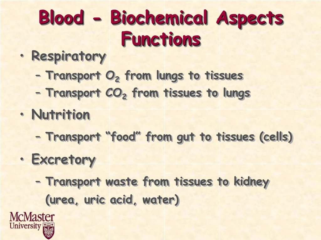 blood biochemical aspects functions