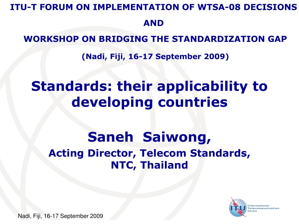 standards their applicability to developing countries