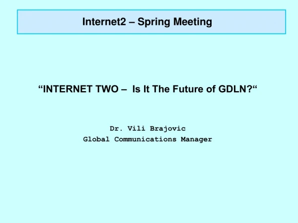 Internet2 – Spring Meeting