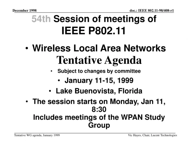 54th  Session of meetings of IEEE P802.11