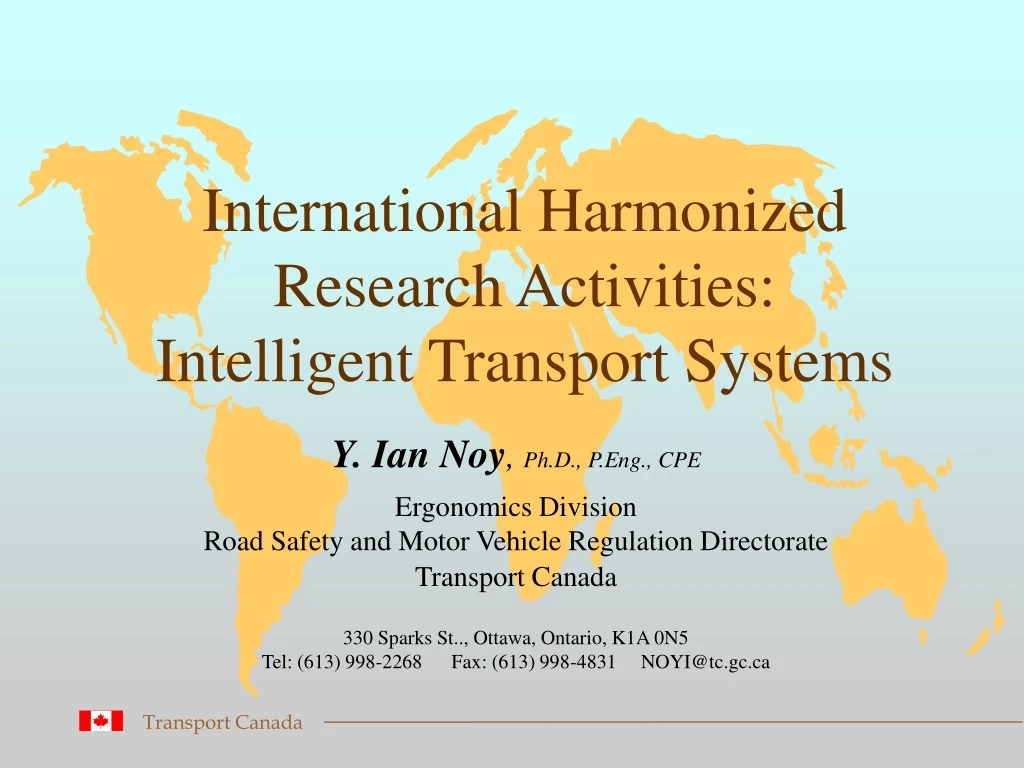international harmonized research activities intelligent transport systems