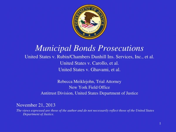 Municipal Bonds Prosecutions United States v. Rubin/Chambers Dunhill Ins. Services, Inc., et al.