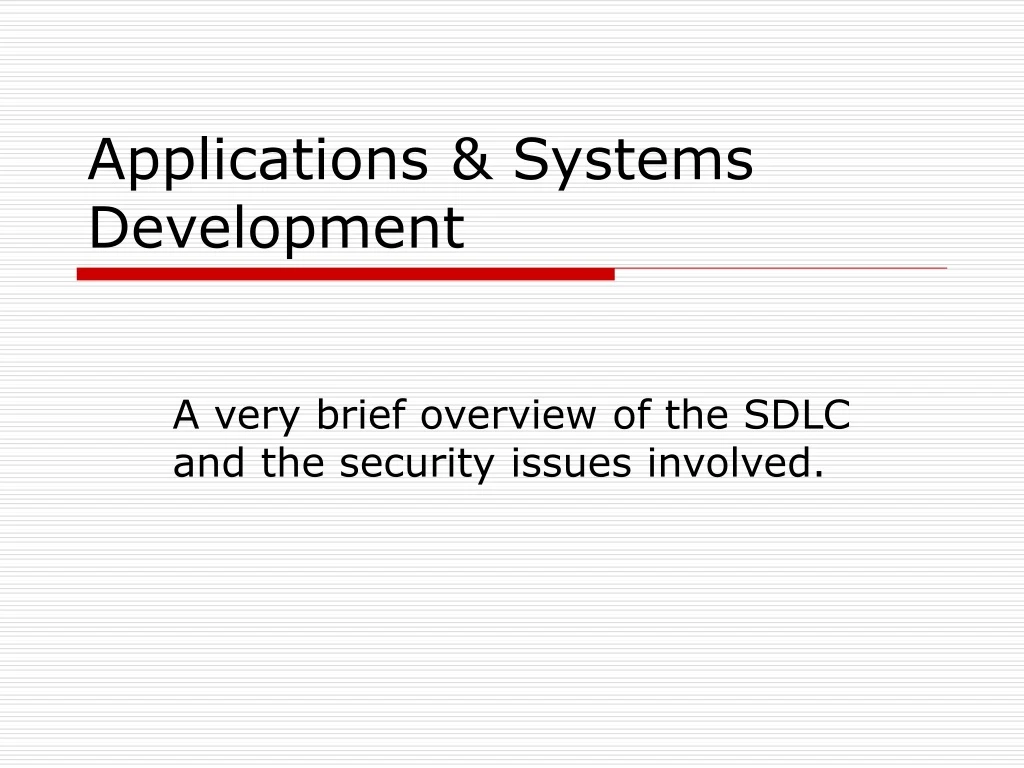 applications systems development