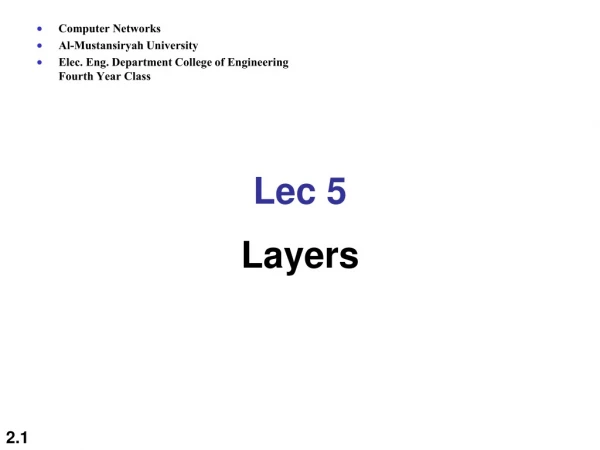 Lec 5 Layers