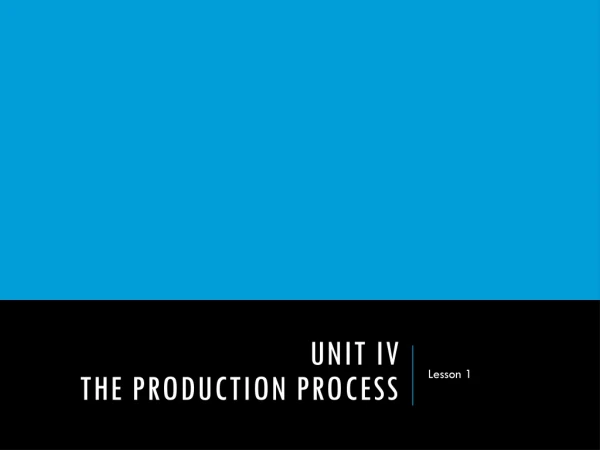 UNIT IV The Production Process