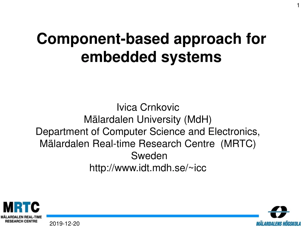 component based approach for embedded systems
