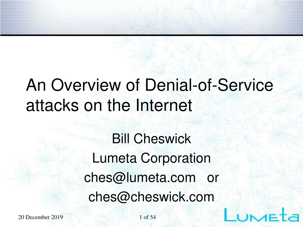 an overview of denial of service attacks on the internet