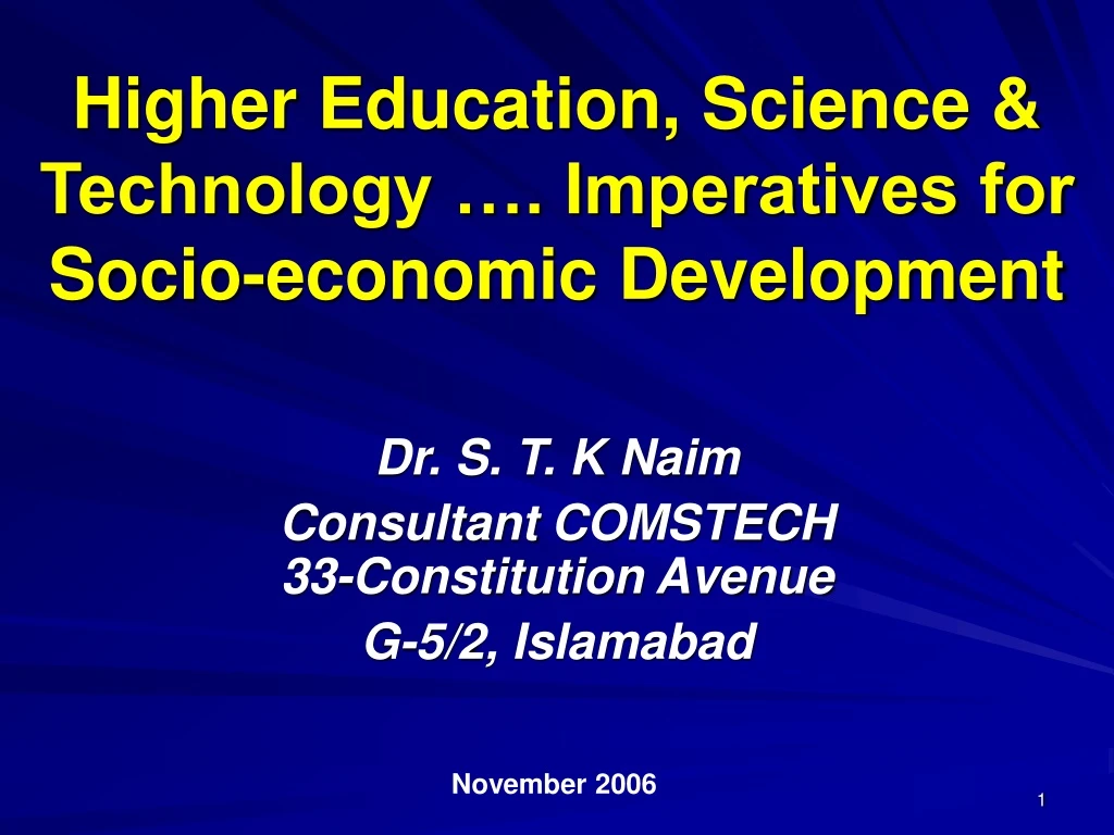 higher education science technology imperatives for socio economic development