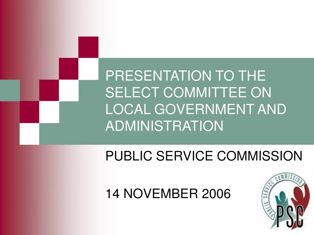 presentation to the select committee on local government and administration