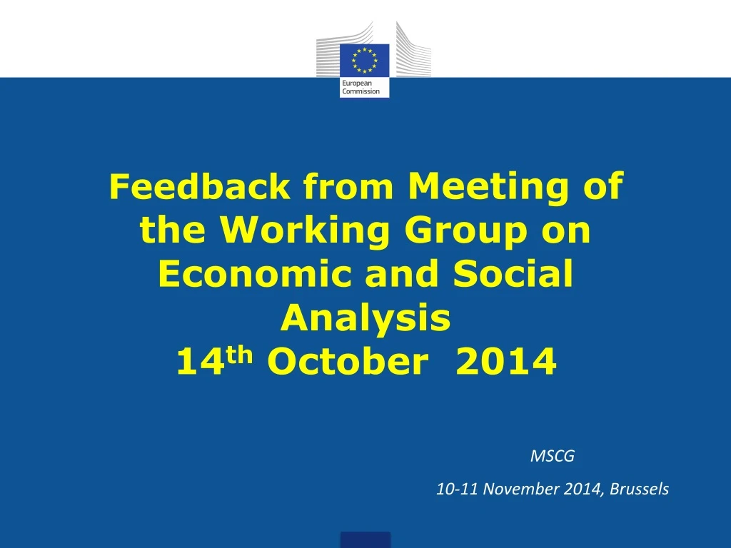 feedback from meeting of the working group on economic and social analysis 14 th october 2014
