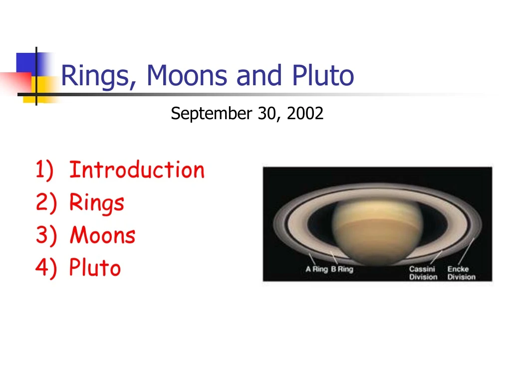 rings moons and pluto