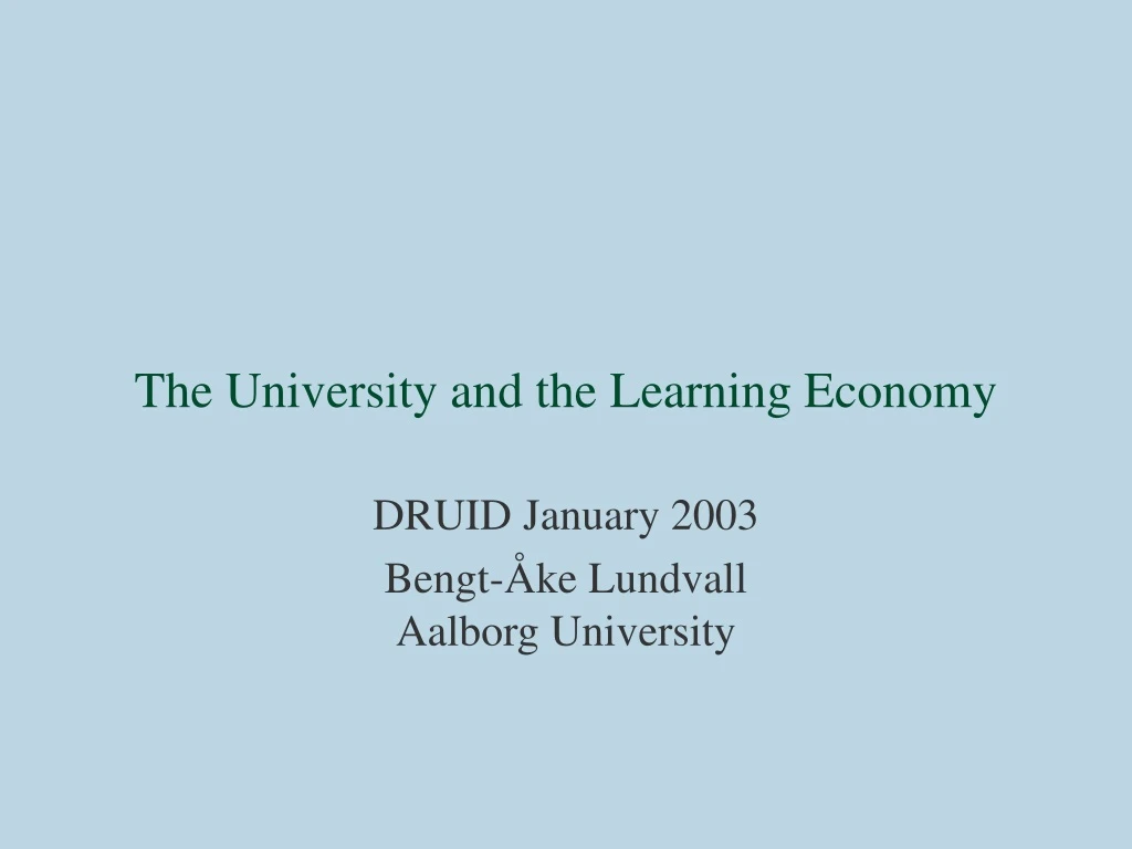 the university and the learning economy