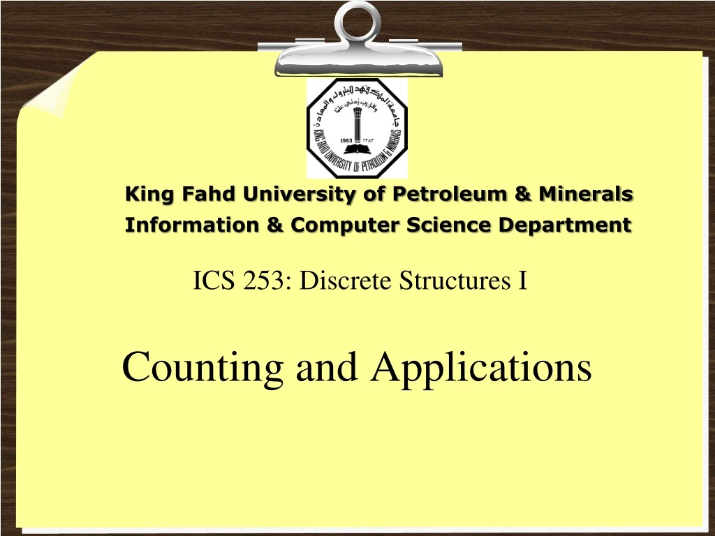 ics 253 discrete structures i