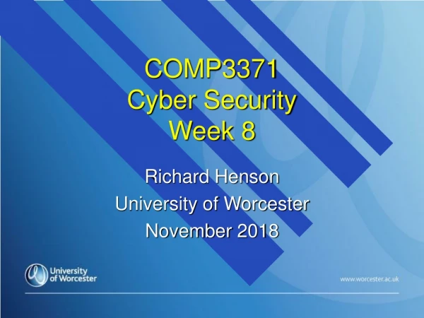 COMP3371 Cyber Security Week 8